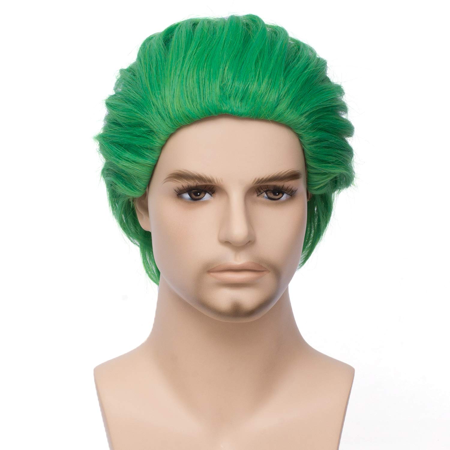 Joker Cosplay Wig for aldult, Anime Short Green Curly Synthetic Wigs, Halloween Costume Party Cosplay Wig