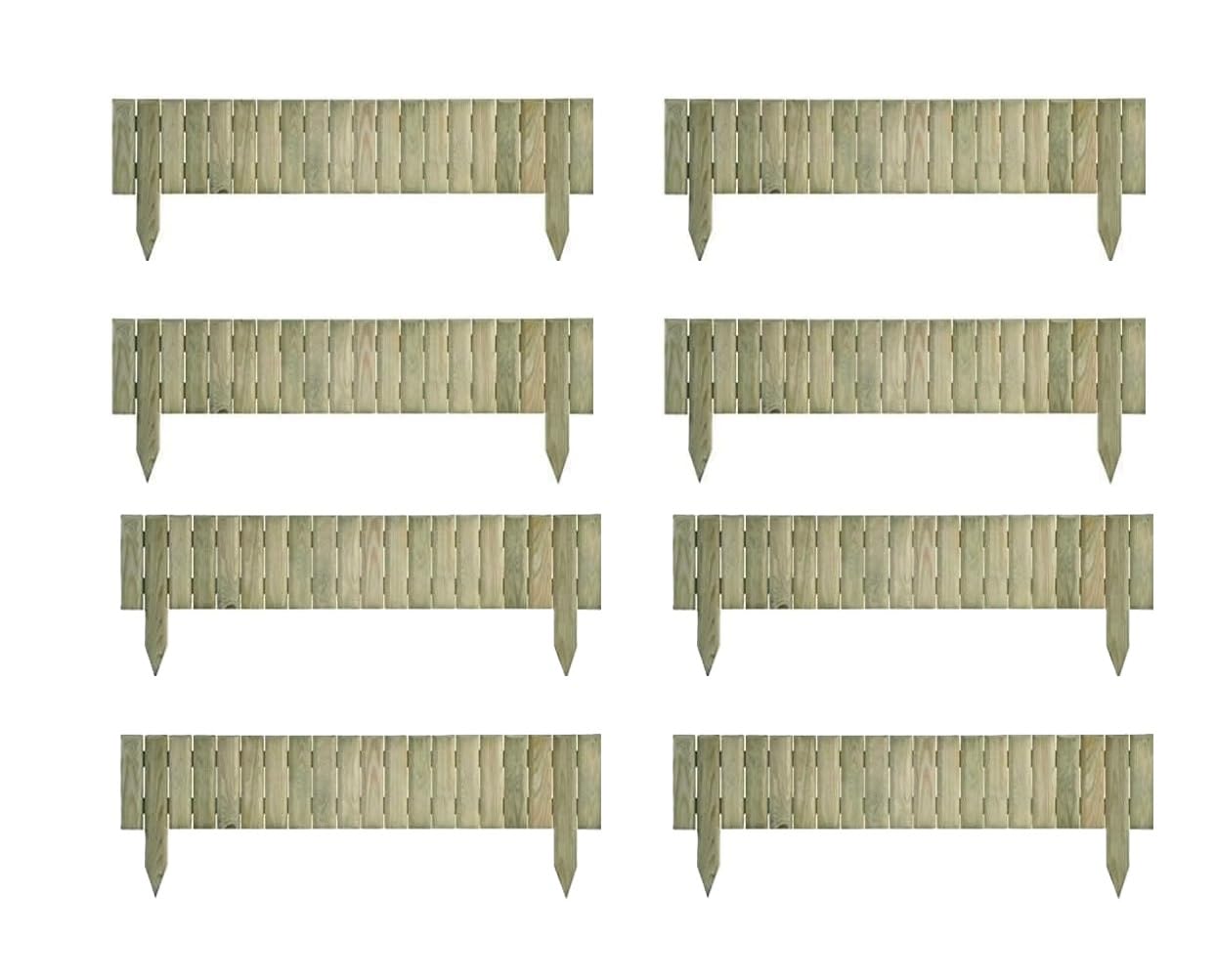Wooden Log Garden Border – Treated Timber Edging Fence with Spikes – Sets of 2/4/6/8/10 – 90x17x30cm – Outdoor Landscaping Lawn Flower Bed Edging (8)