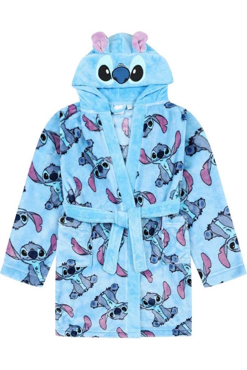 Albornoz de forro polar con capucha para mujer, de Lilo and Stitch, color azul