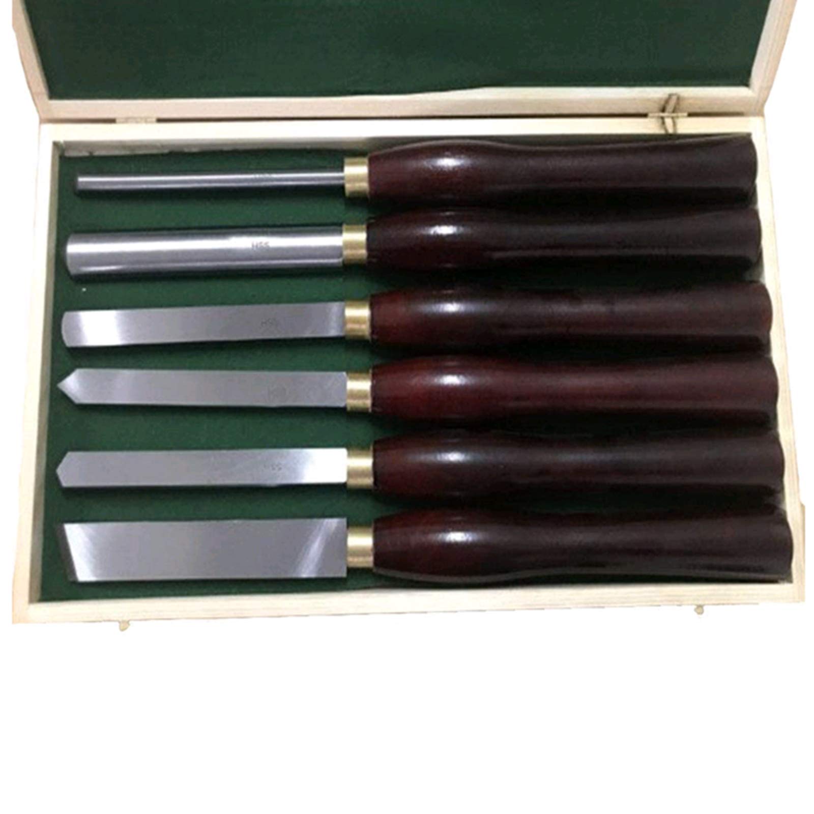 Juego de cinceles giratorios de 6 Piezas, Caja de Almacenamiento de Madera, Acero de Alta Velocidad + Material de Haya