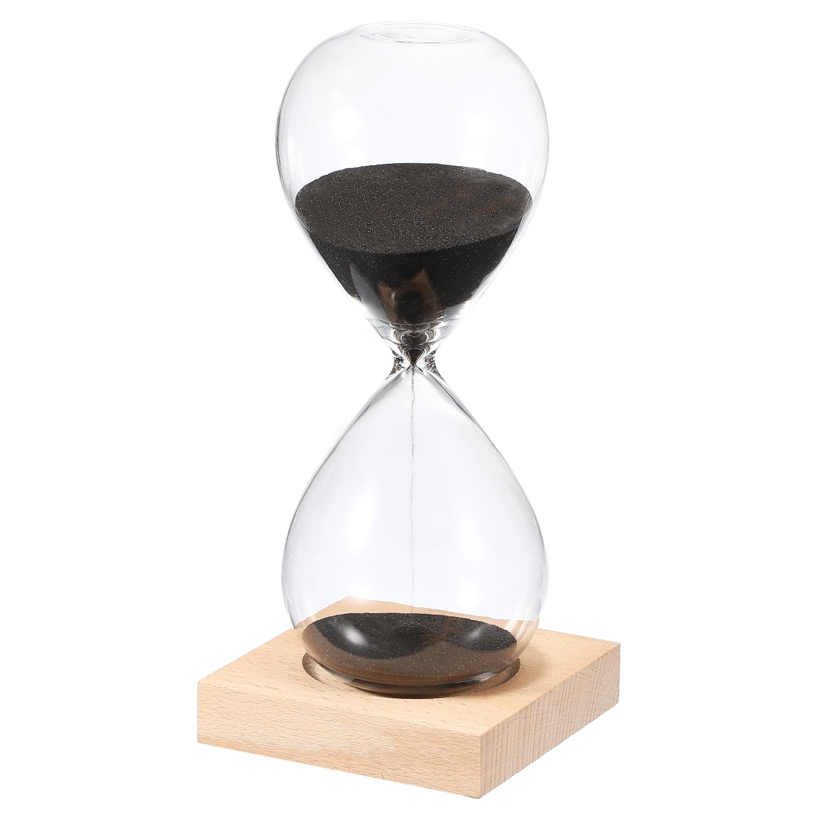 PATIKIL 30 Minutes Sand Timer, Sand Watch with Wood Base Hour Glass Sandglass Timer Clock for Living Room Home Office Restaurant Decoration, Black
