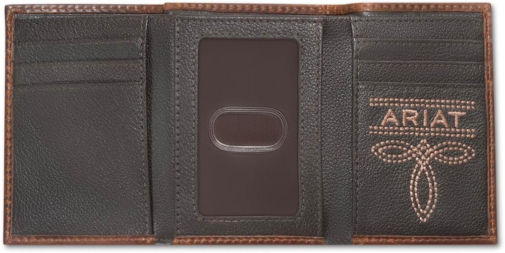 ARIAT Men's Crazy Horse Patch Leather Trifold Wallet - Image 2