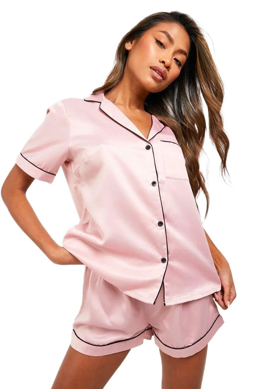 Bridal Satin Co-ord Set for Women – Rose Gold | Short Shirt & Shorts Nightwear | Bride Squad Loungewear for Wedding Prep, Hen Party & Bridesmaid Gifting-image-11