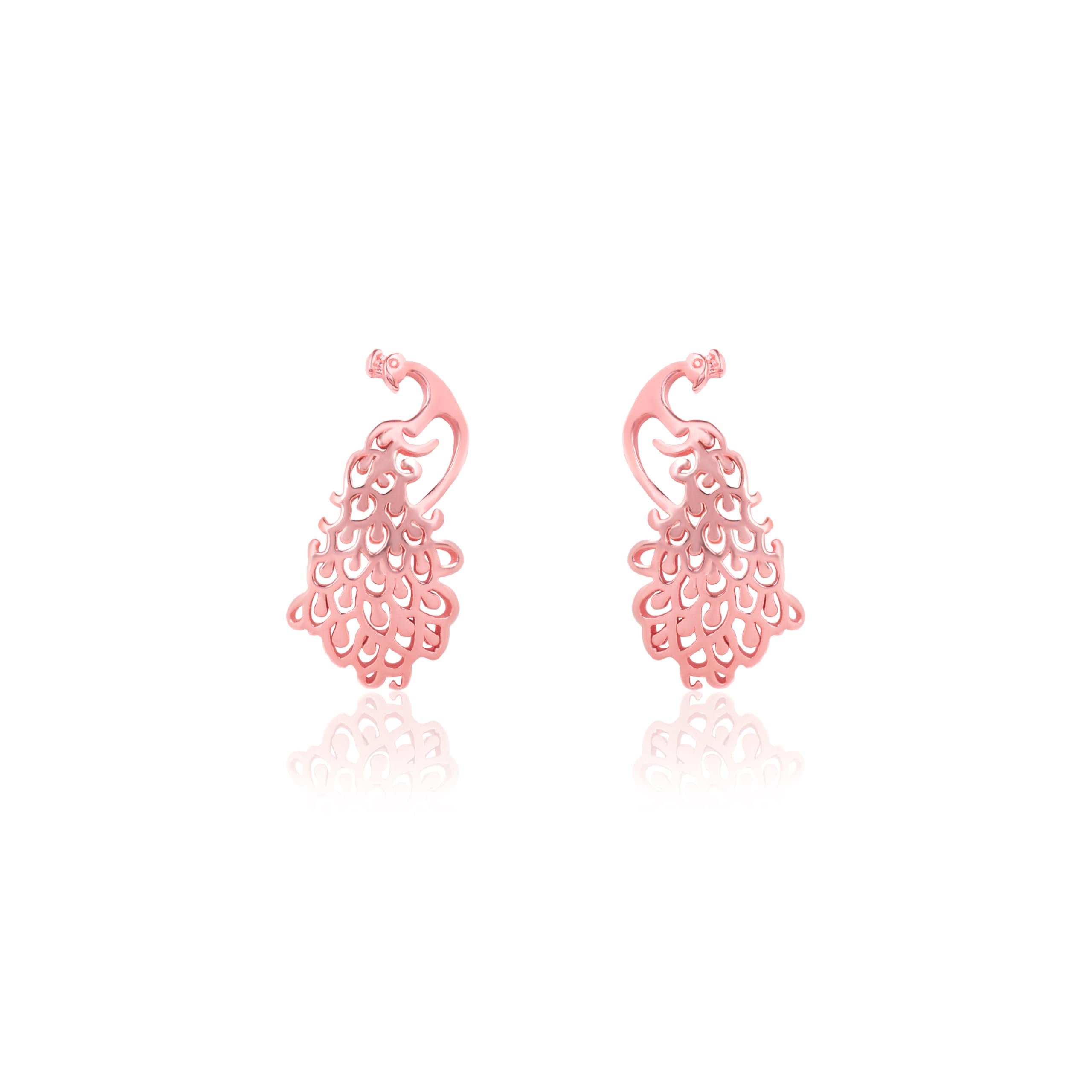 Rose Gold Lucky Charm Peacock Earrings for Women | 925 Sterling Silver Designer Jewelry Gift with Certificate of Authenticity & 925 Hallmark-image-47