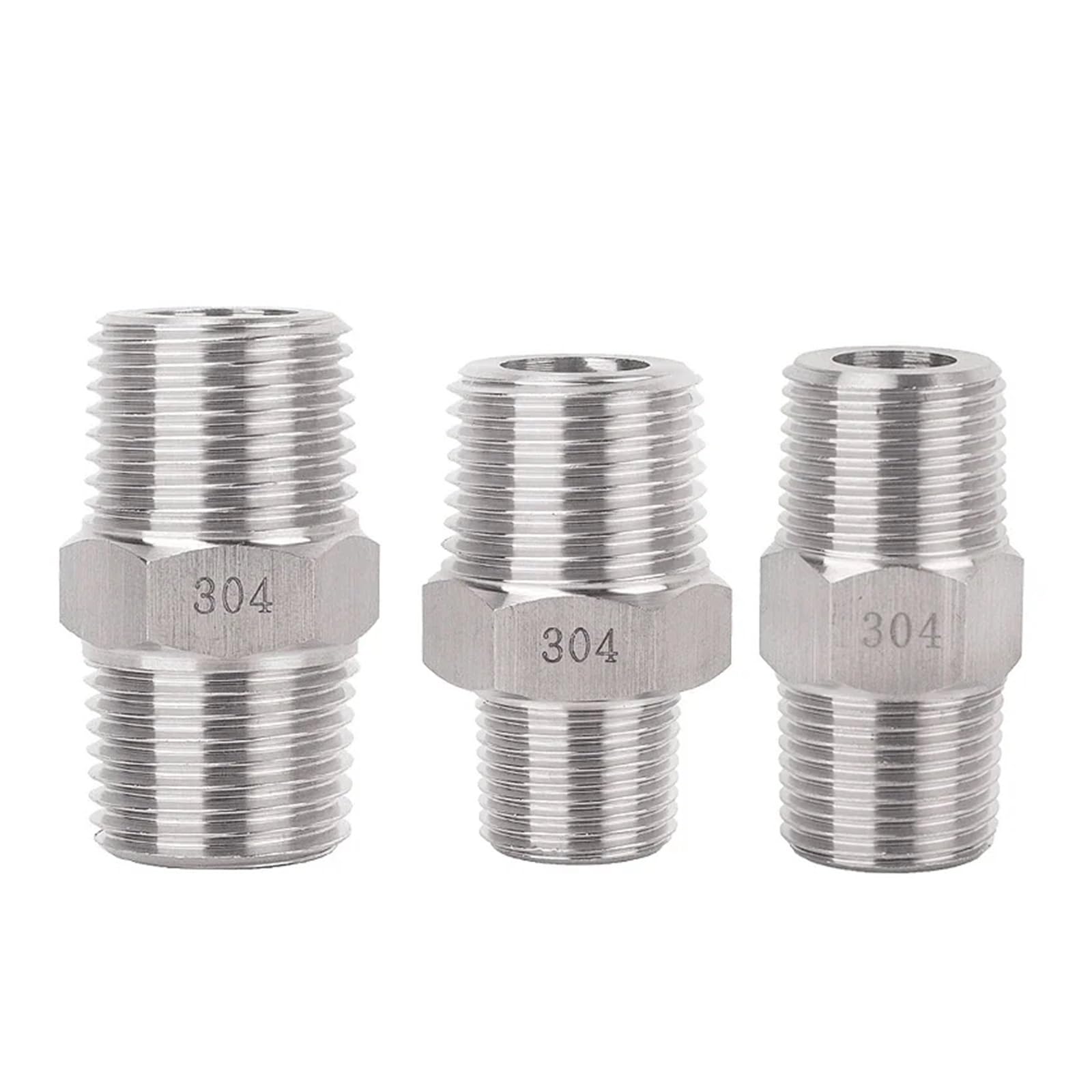 RUAJOGYNVM 1pc 1/8" 1/4" 3/8" 1/2" 3/4" 1" NPT Male Thread 304 Stainless Steel Hex Nipple High Pressure Pipe Fitting Connector Coupler(BSPP Thread,1I4 to 1I2) RUAJOGYNVM