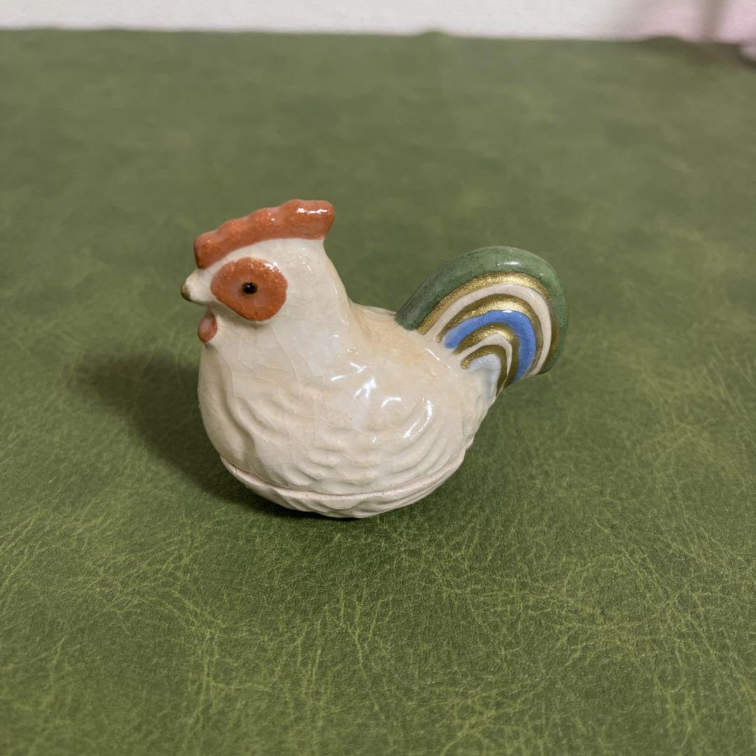 笠間焼【女流陶芸家】【小林一富美】作 にわとり 鶏 香合 共箱 茶道具 茶器