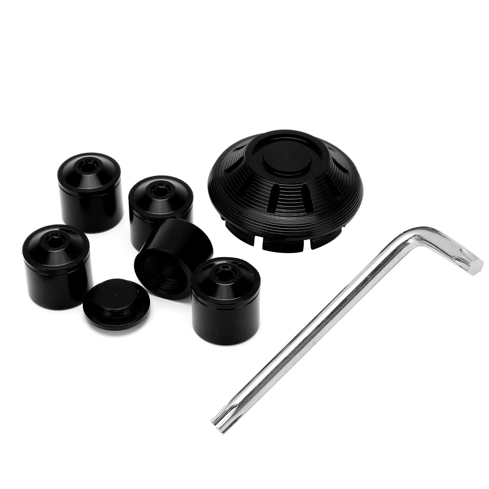 Dioche 6 Pezzi di Ricambio per Copertura Laterale della Ruota del Coprimozzo del Motociclo per GTS GTV 250 300 - Colore, Lega di Alluminio e Design Elegante (Un nero)