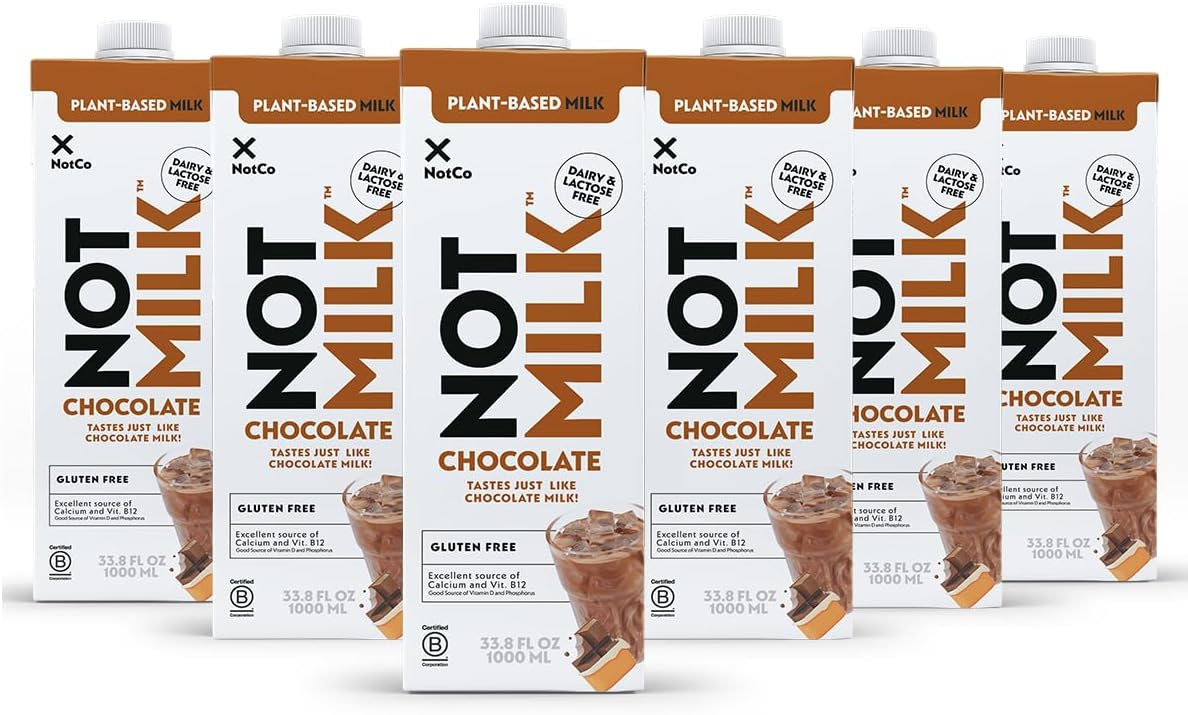 NotMilk Chocolate Plant-Based Milk Alternative, 33.8 Fl Oz (Pack of 6) - Shelf-Stable, Lactose-free, Vegan, Non-GMO