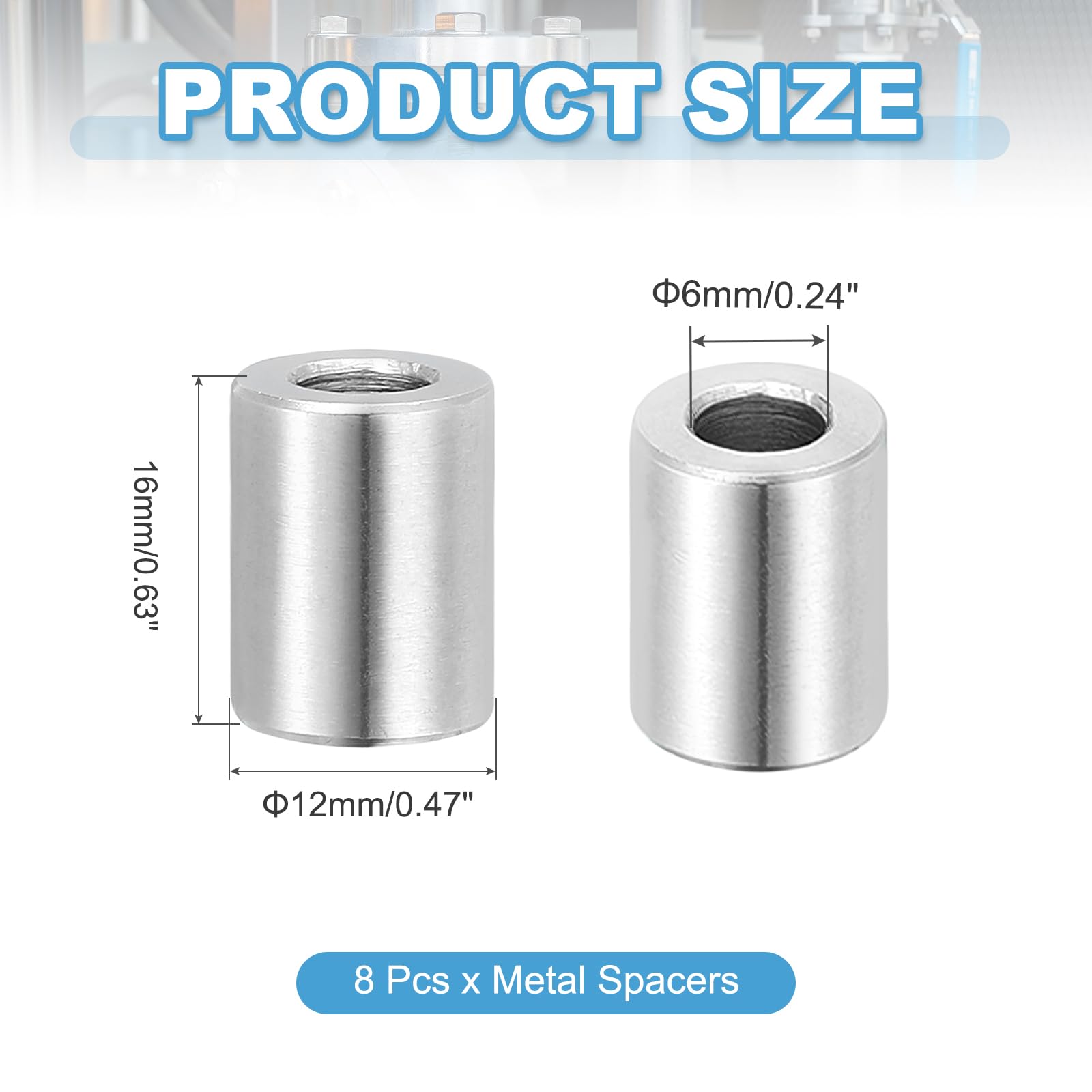 PATIKIL 8 Pcs Stainless Steel Spacers - Image 2