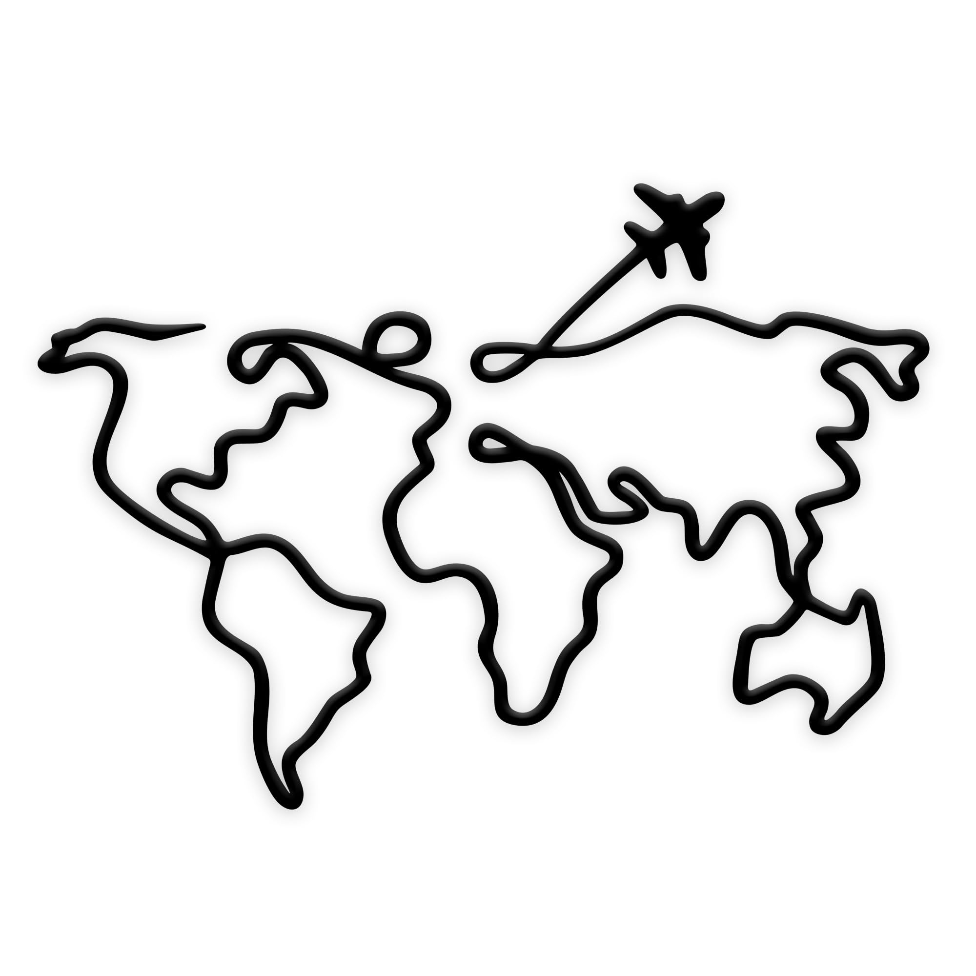 Xedatric Black World Map Wall Decor – Minimalist Metal Art For Travel Lovers – Perfect Travel Wall Art And Home Décor Accent