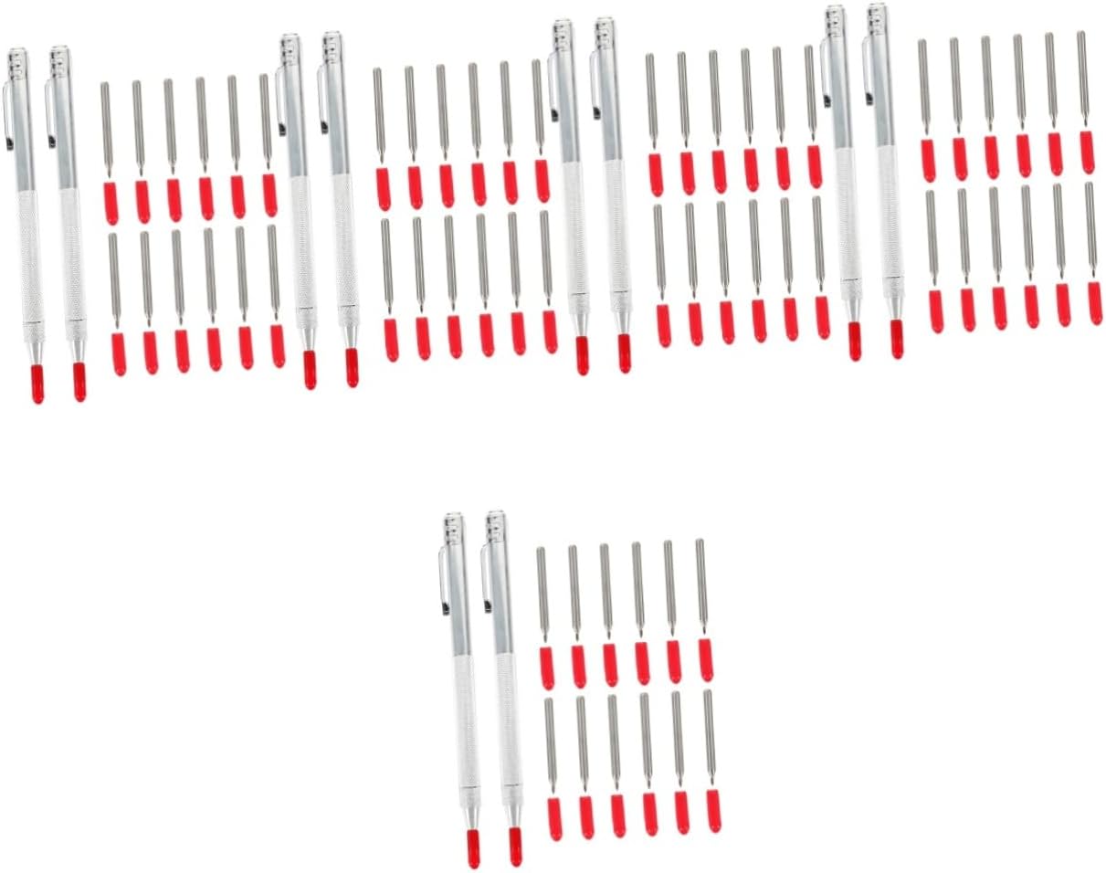 Lurrose 5sets Scribe Tool with Replacement Tips Precision Engraving Pen for Glass Ceramics and Tile Marking Tungsten Carbide Marking Scriber for Carpenters and Builders