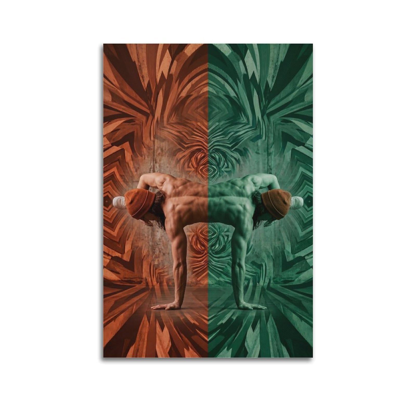 OLYHTR Surreal Symmetry Bodybuilding Breakdancing Poster Modern Decorative Canvas Prints - Ideal Wall Art for Family, Man Cave, Game Room, Boys & Girls Bedroom 24x36inch(60x90cm)