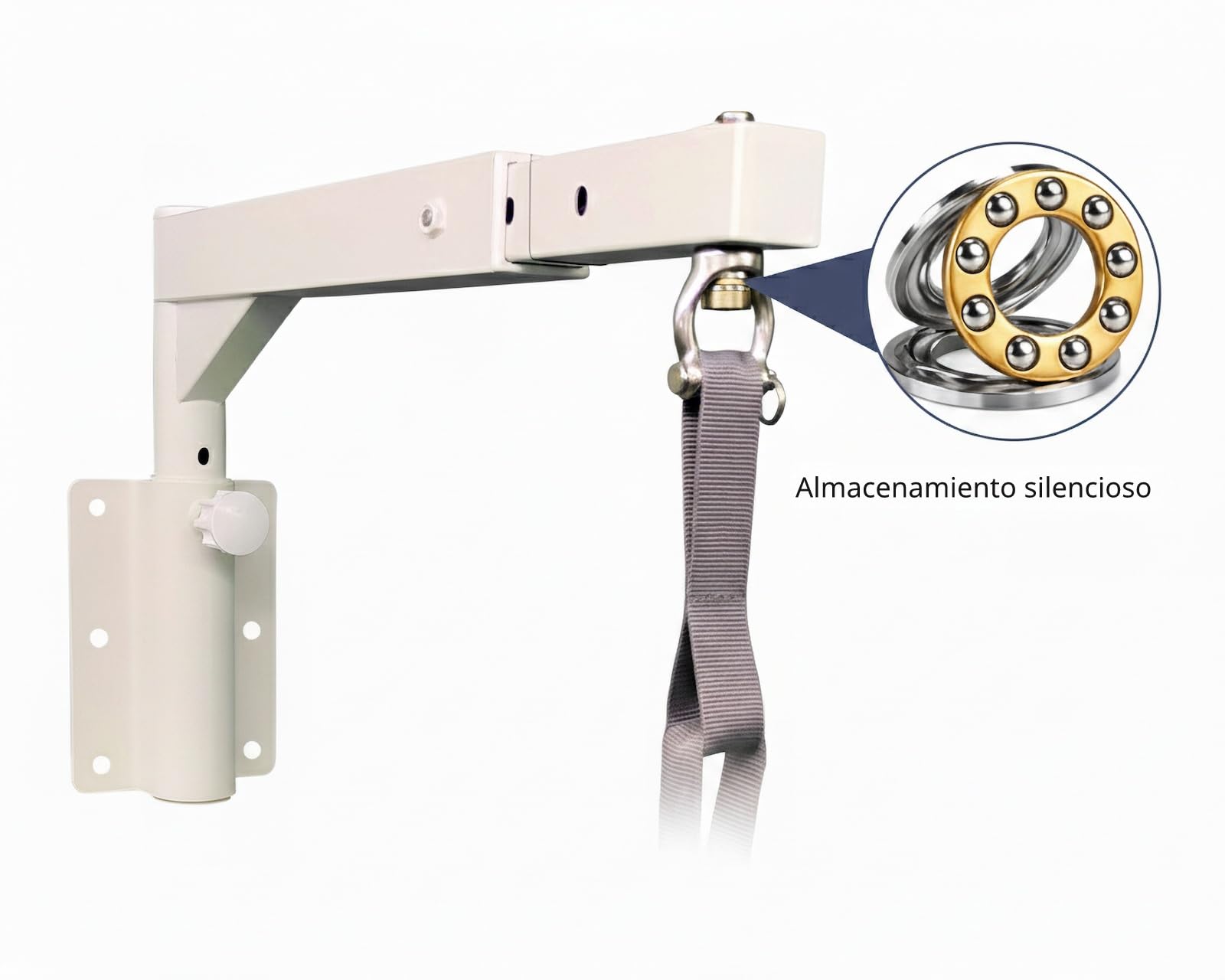 Elevador de cama blanco – ayuda estable para levantarse con mango triangular, soporta hasta 180 kg, altura ajustable