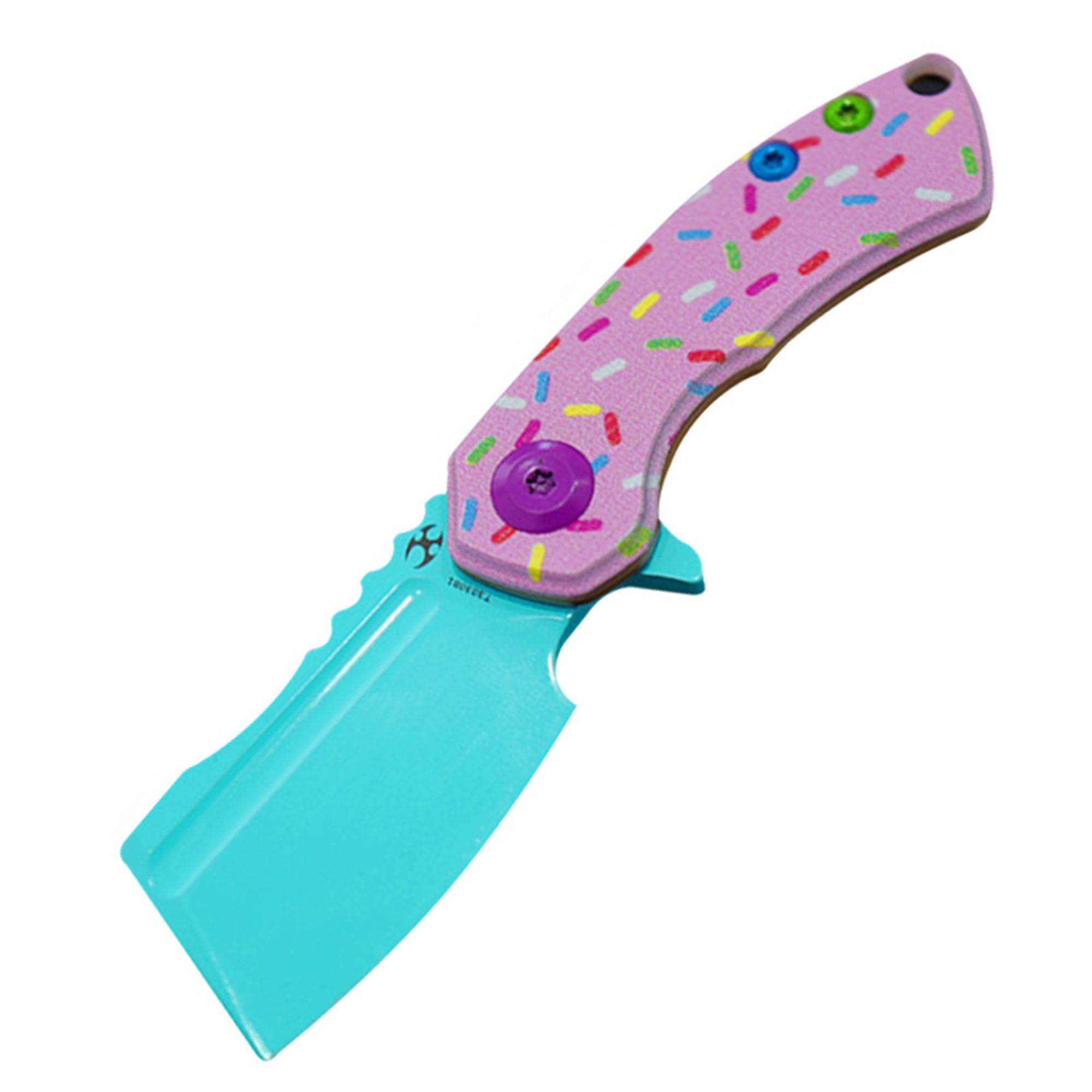 Folding Cleaver Donut Colorway EDC Pocket Knife G10 Handle Unique Pocket Folding Knives