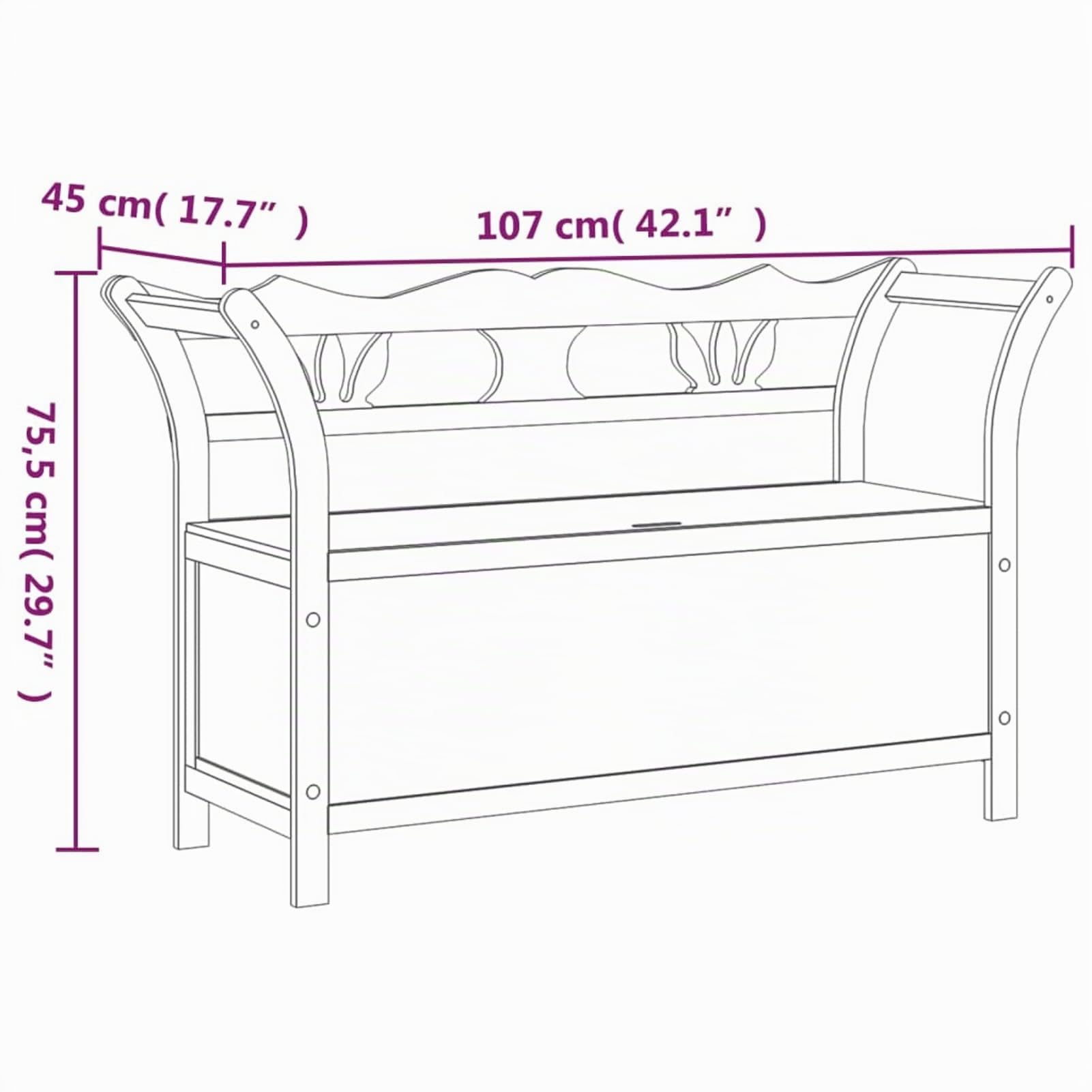 Homgoday Sitzbank mit Stauraum Sitztruhe Truhenbank Wohnzimmerbank Flurbank Rückenlehne und Armlehnen Flurbank Bank Wartebank Wohnzimmer Flur Weiß 107x45x75,5 cm Massivholz Tanne