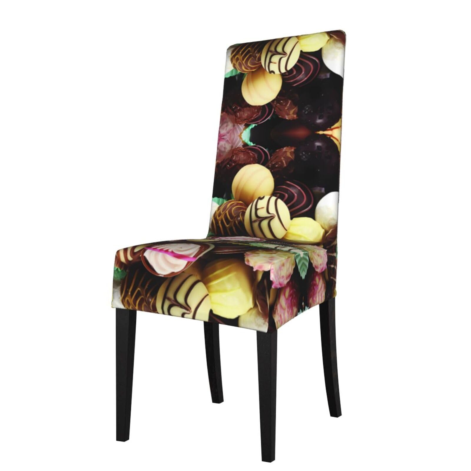 HJFCZH Chocolate Prints Dining Chair Throws - High-Grade Stretch Spandex Slipcovers for Instant Chair Refresh & Damage Protection - Easy Care