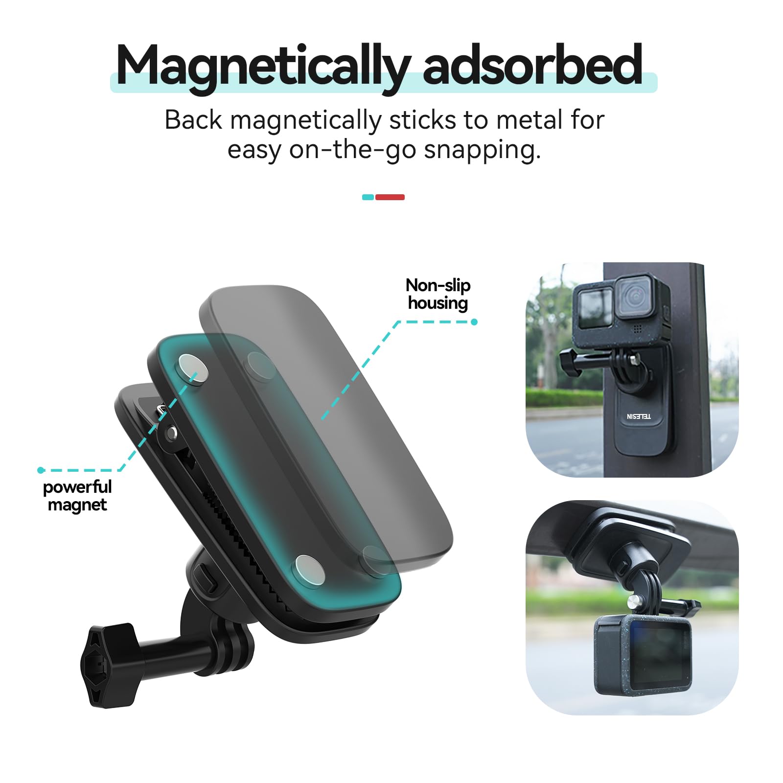 Supporto Zaino Per GoPro - Regolabile, Rotazione 360° - Per Action Cam E Fotocamere - Foto 2