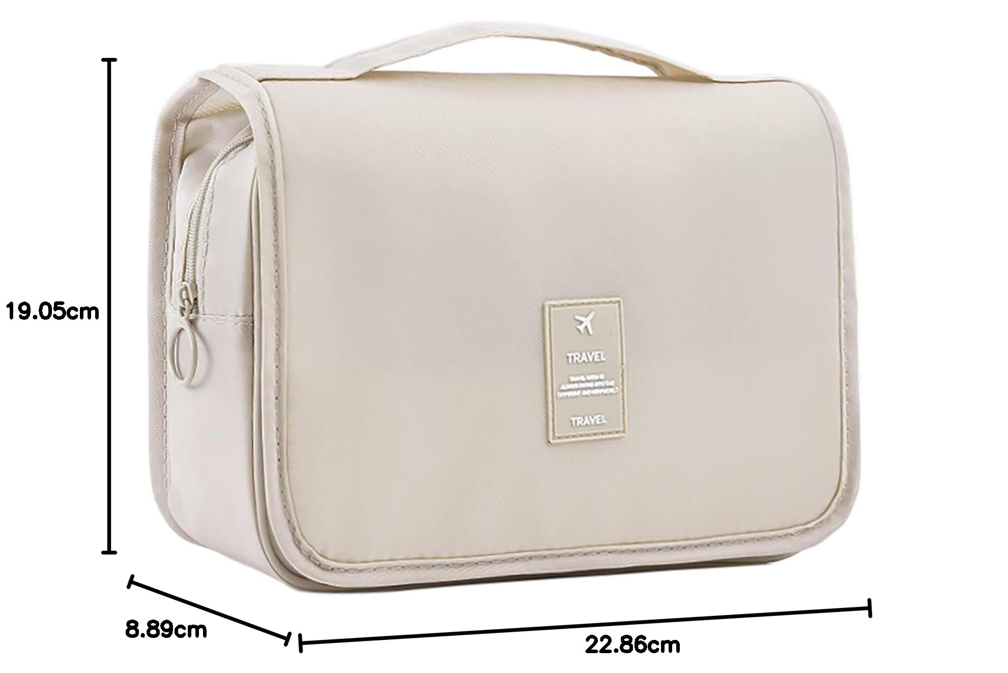 Bolsa organizadora de maquillaje para colgar artículos de aseo de viaje para mujeres, bolsa de cosméticos resistente al agua para niñas, bolsa de maquillaje de viaje para accesorios de tocador, beige,