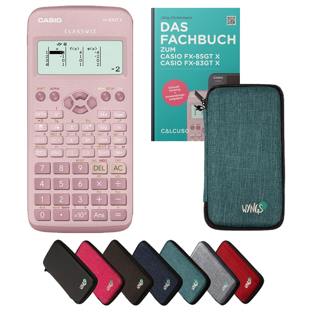 Casio fx-83GT X Incl. Funda Protectora Turquesa y Libro especializado (64 páginas, DIN A5) – Calculadora científica – Smart Set (Alemán)
