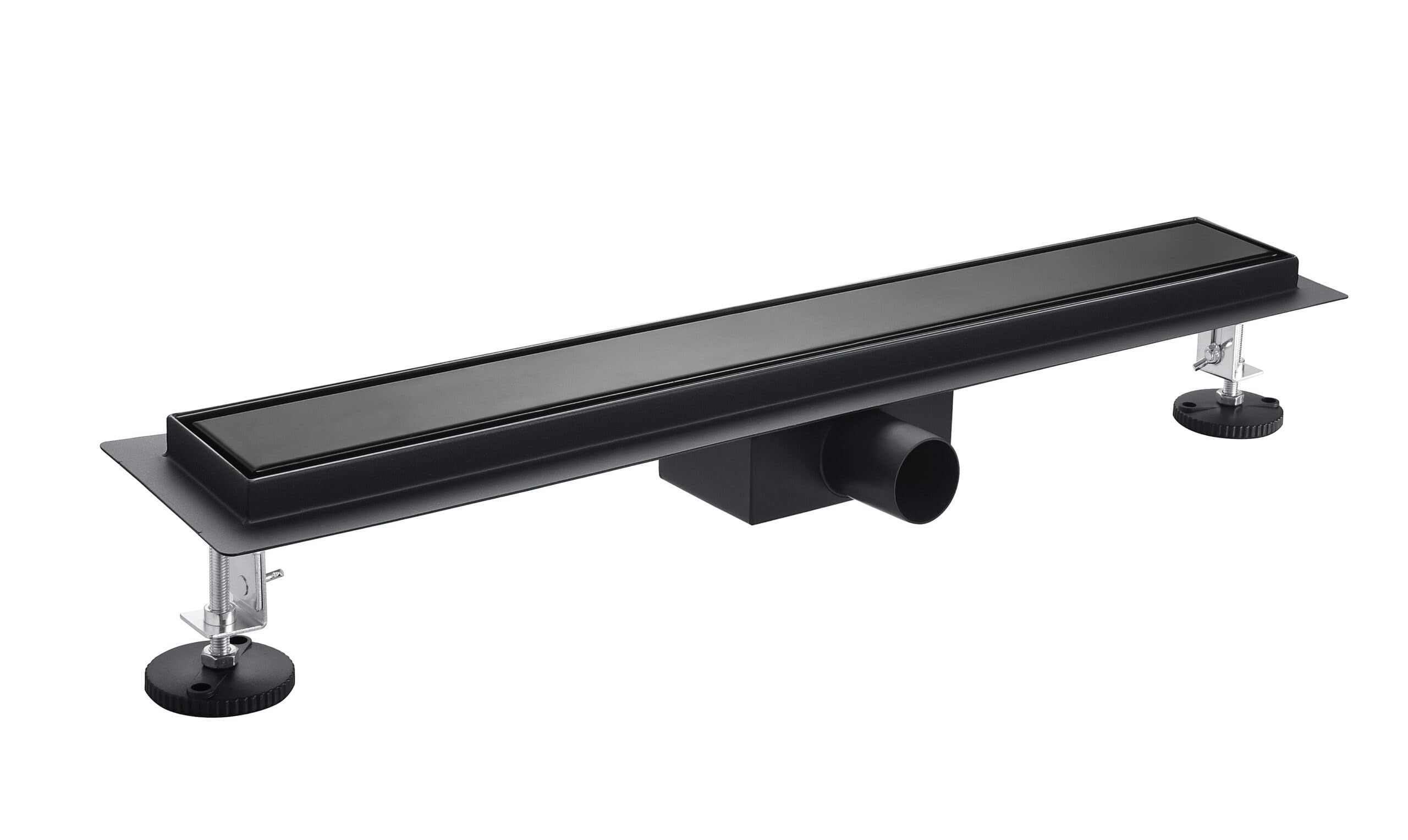 AQUAUNO BASIC SCARICO LINEO 70 cm ACCIAIO INOSSIDABILE NERO MONTAGGIO BASSO 52 mm SET DI SCARICO LINEO DA DOCCIA COMPLETO