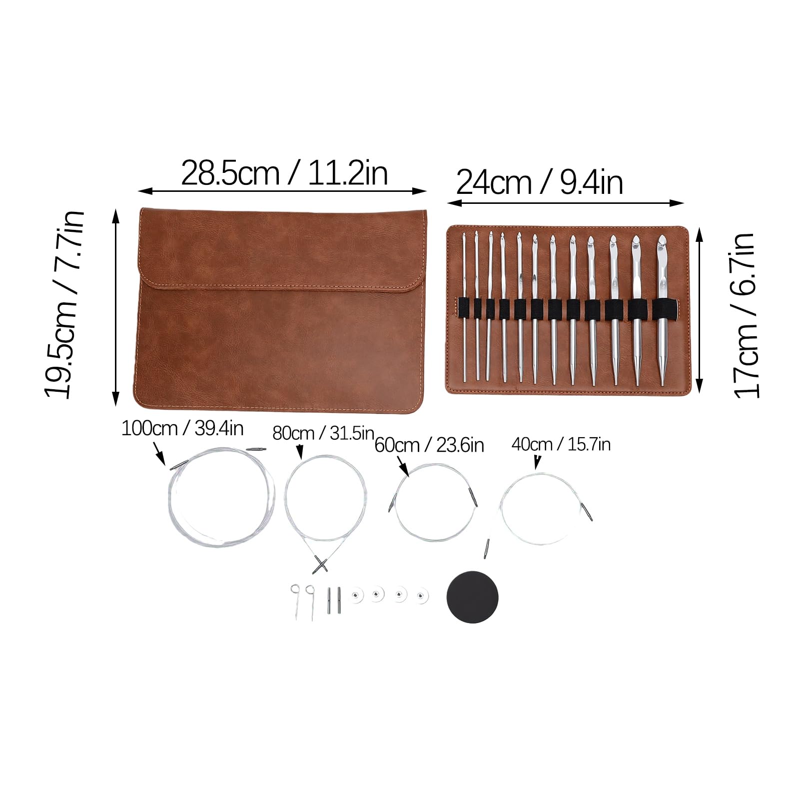 Haofy Juego de Ganchillos de Aluminio, 12 Piezas de 3 a 10 Mm para Crochet | 4 Cables Flexibles, Mangos Ergonómicos Antideslizantes que Reducen la Tensión de la Muñeca, Juntas Rotativas Suaves, para