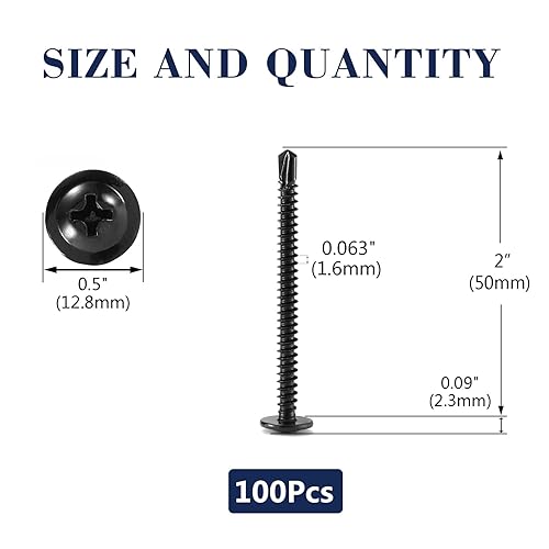 Miniatura 121 de Tornillos de chapa metálica de 2-1/2 pulgadas, 250 tornillos de acero inoxidable 410 tornillos autorroscantes rápidos de cabeza de armadura de acero