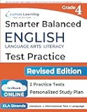 SBAC Test Prep: Grade 4 English Language Arts Literacy (ELA) Common Core Practice Book and Full-length Online Assessments: Smarter Balanced Study Guide (SBAC by Lumos Learning)