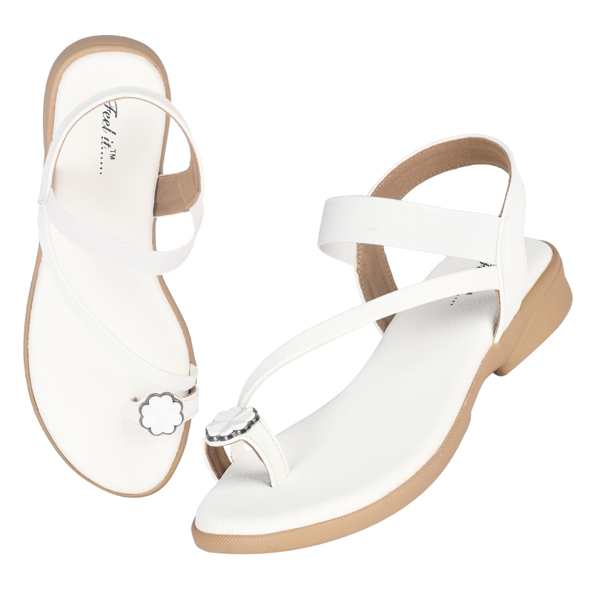 Women Casual One Toe Flats Sandal with Buckle, Women's Flat Sandals-image-47