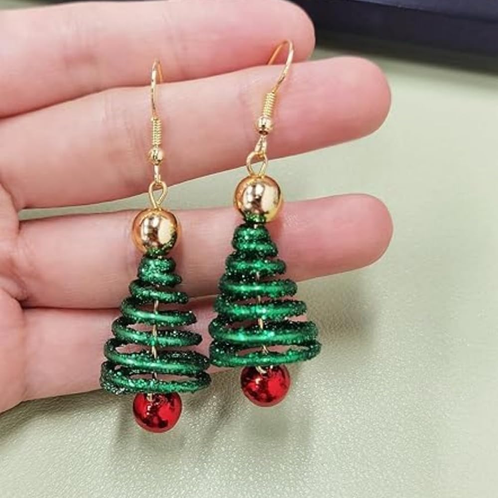 Xmas Tree Jingle Bell Dangle Earrings for Women Cute Charms Gold-Tone Ball Tinkel Bell Wreath Drop Hook Dangling Hypoallergenic Christmas Festival Party Decor Jewelry Gifts for Friend Family - Image 4