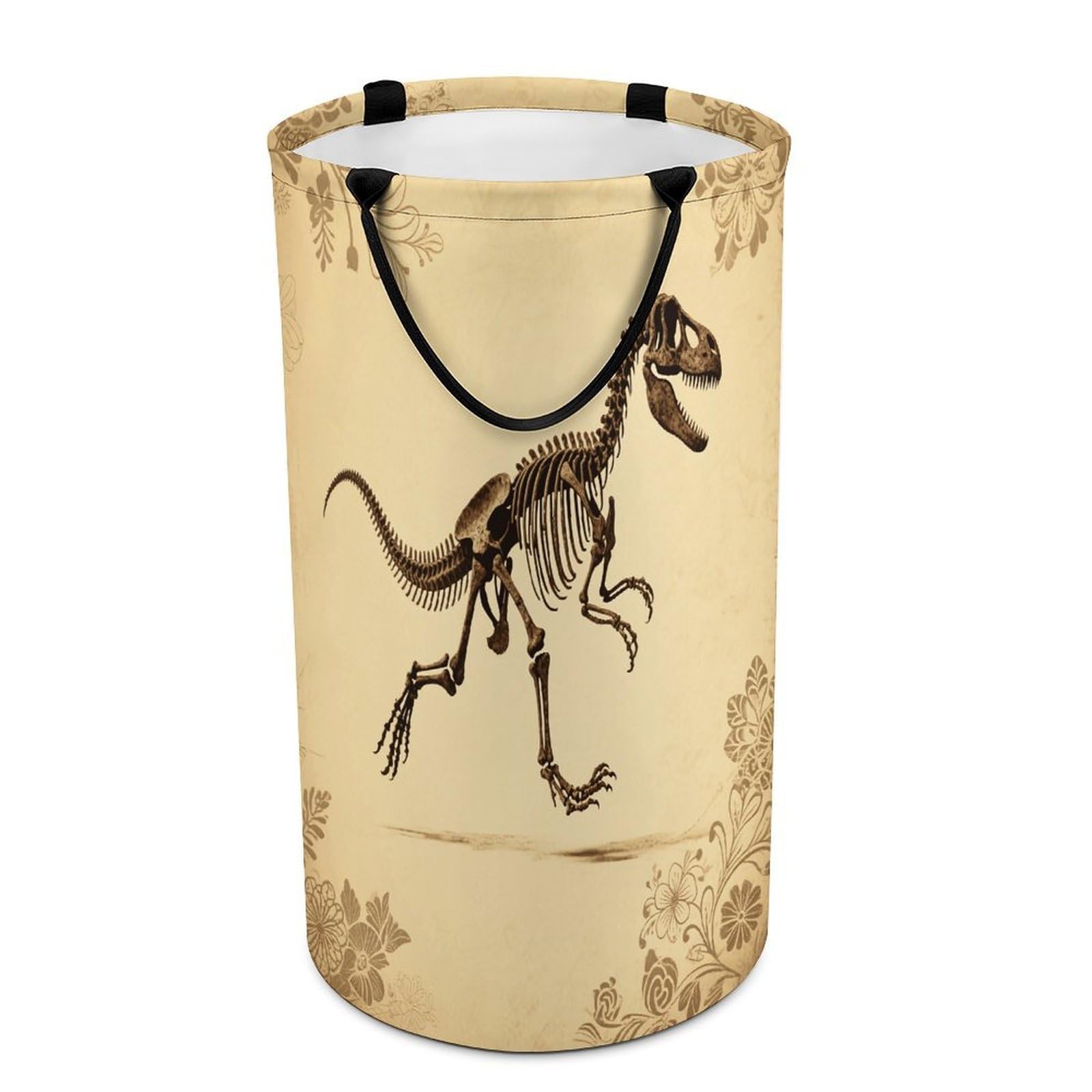 Dinosaur Skeleton Print Laundry Basket with Handles Large Collapsible Laundry Bag Freestanding Waterproof Clothes Hamper Decor Storage of Dirty Clothe for Family Bathroom 86L