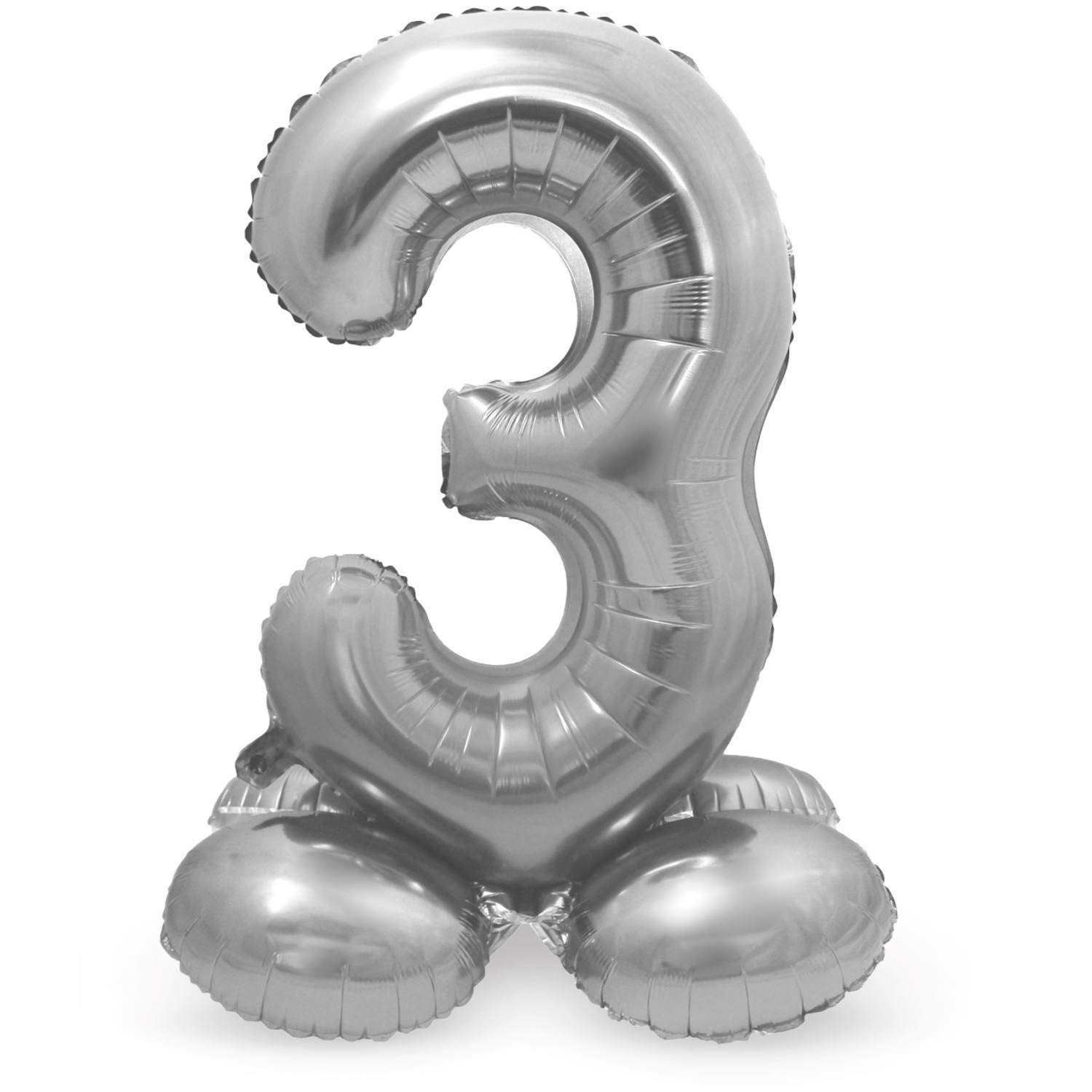 Folat - Foil Balloon with Standard Number 3 Silver - 72 cm