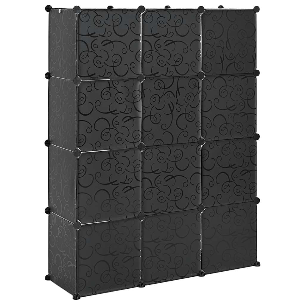 Armoire modulaire 9 compartiments 109x36,5x143 cm noir et blanc