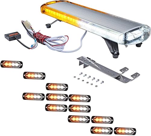 AMOPA CORP Combo de luz estroboscópica multifunción de 30 pulgadas, 56 luces LED de techo y 12 x 4 LED súper fina para camiones de remolque,