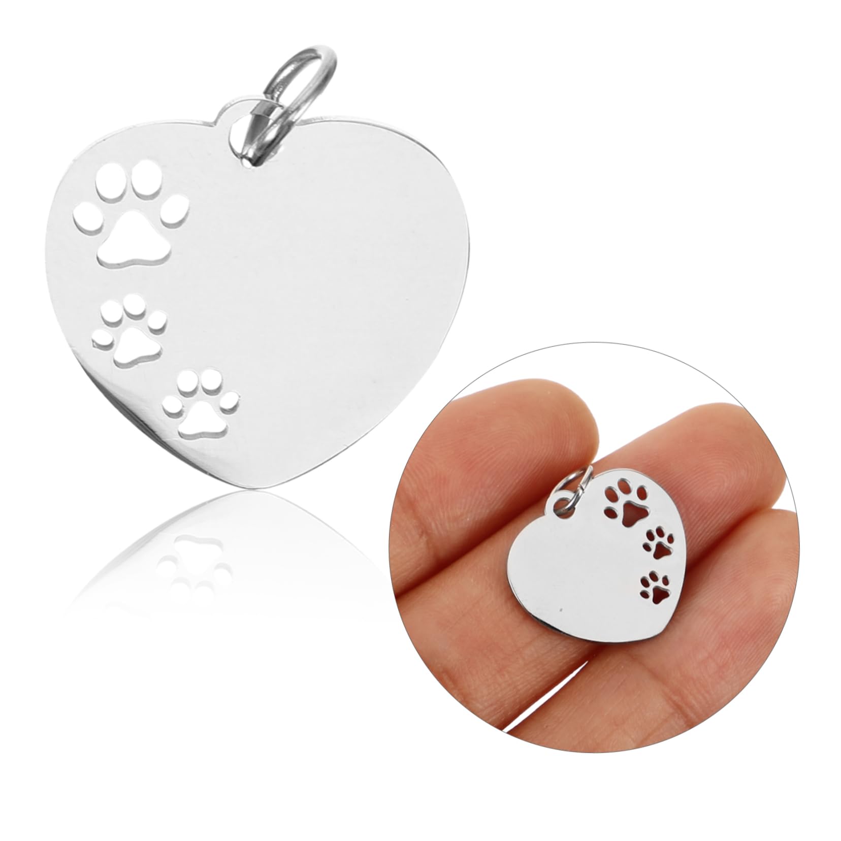 YARNOW Lot De 4 Médailles Didentification pour Chien en Acier Inoxydable Motif Cœur Et Patte 10 Pièces X 4