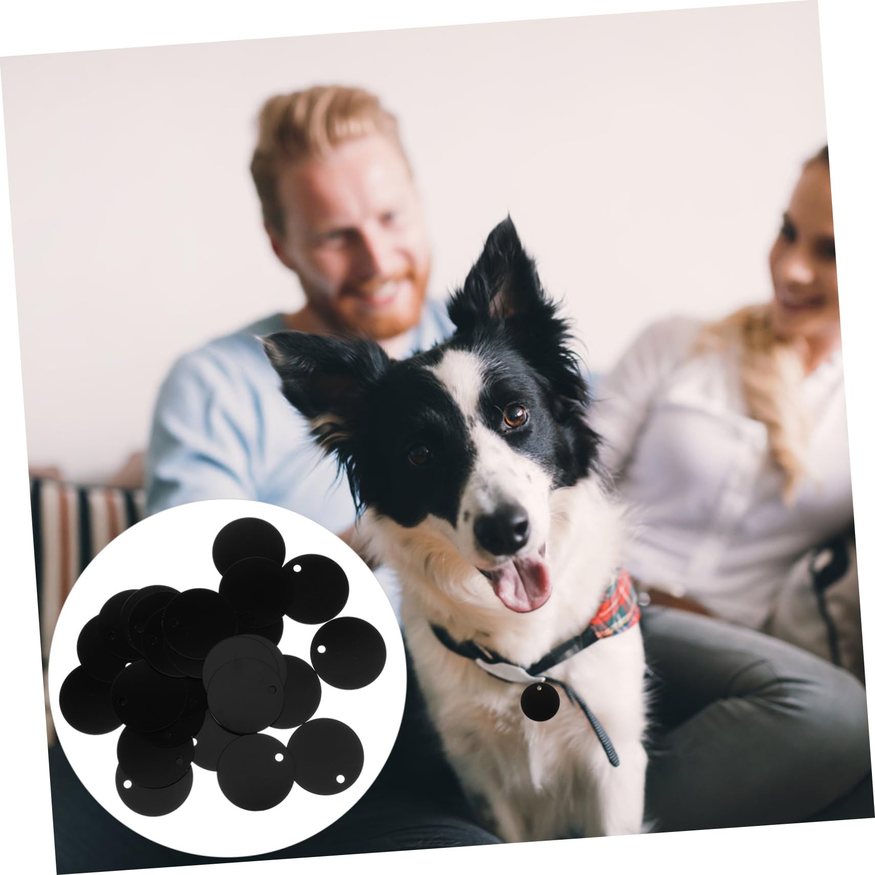 TEHAUX 250pezzi Targhette Identificative Alluminio Per Animali Domestici Medagliette Rotonde Fatte Per Incisione Accessori Personalizzabili Per Cuccioli e Cani Colore Nero