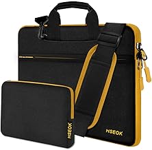 HSEOK 13"-14" Laptop Shoulder Bag with Small Case for MacBook Pro 14", M3/M2/M1 2024-2021, All MacBook Air/Pro 13.3" Models, XPS 13/14, Yellow/Black
