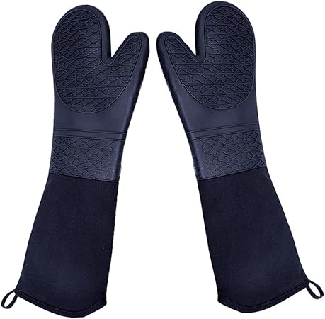 DoMii Extra Long Silicone Oven Mitts Heavy Duty Commercial Grade