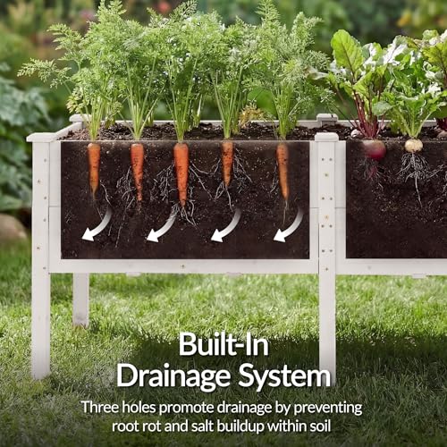 Image of Best Choice Products 72 inch x 24 inch x 30 inch Raised Garden Bed with Extra Deep 16 inch Depth, Elevated Wood Planter Box Stand for Backyard, Patio, Balcony, Natural Fir Wood - White