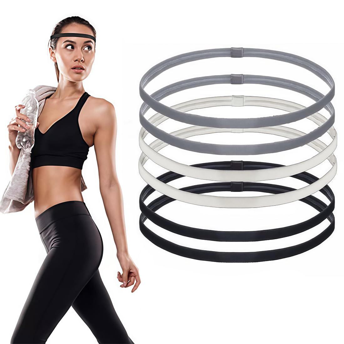 6 Piezas Cinta Deportiva Pelo, Banda para la Cabeza Accessories,Diadema Elástica, Diadema de Yoga Deportivo,Diadema Deportiva Antideslizante, Cinta Pelo Niño Hombre Mujer,para Yoga Fútbol Jogging