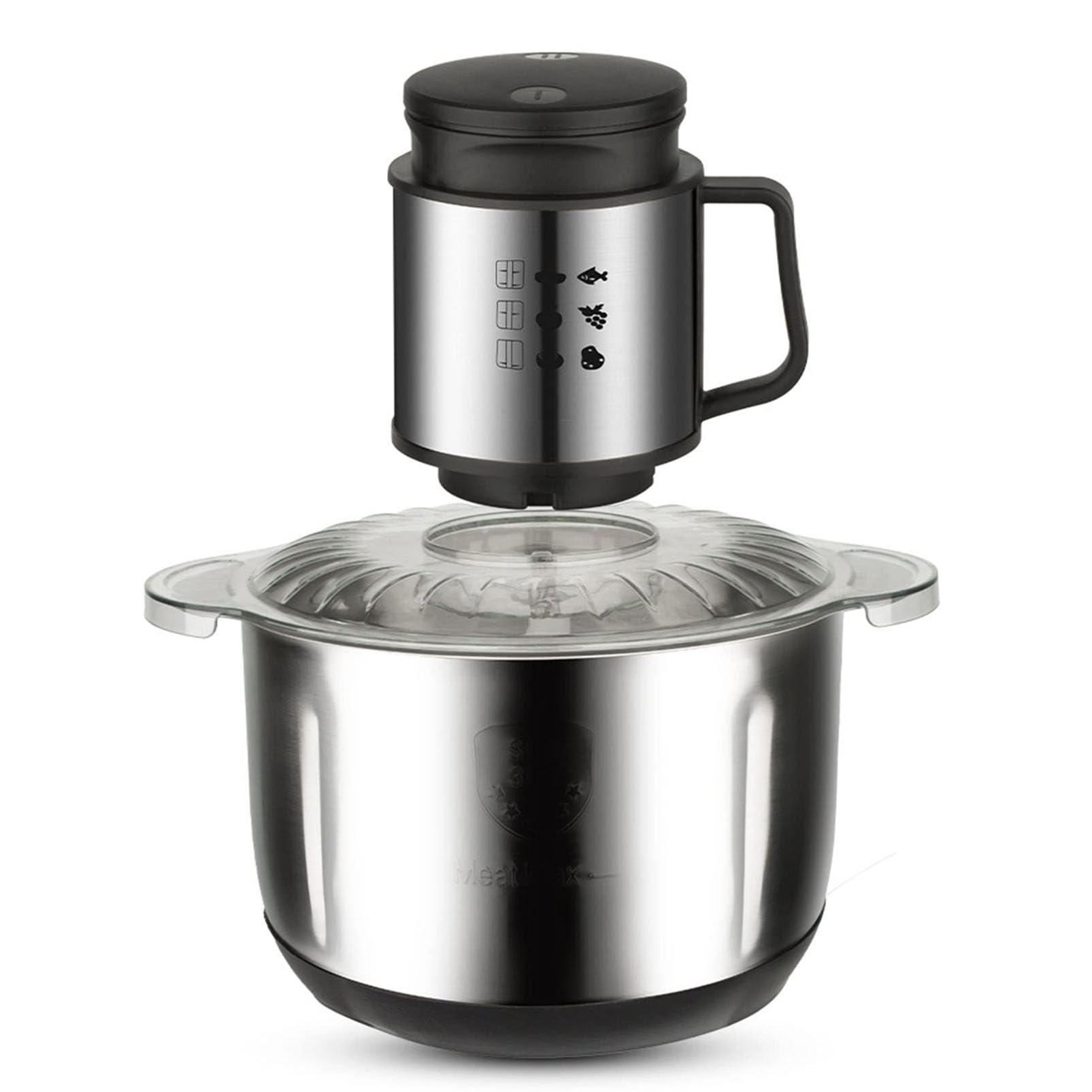 Mini tritatutto elettrico, frullatore per alimenti per bambini con ciotola in acciaio inossidabile da 5 l, 1000 W, controllo a 2 velocità e 6 lame a due livelli per una cottura efficiente