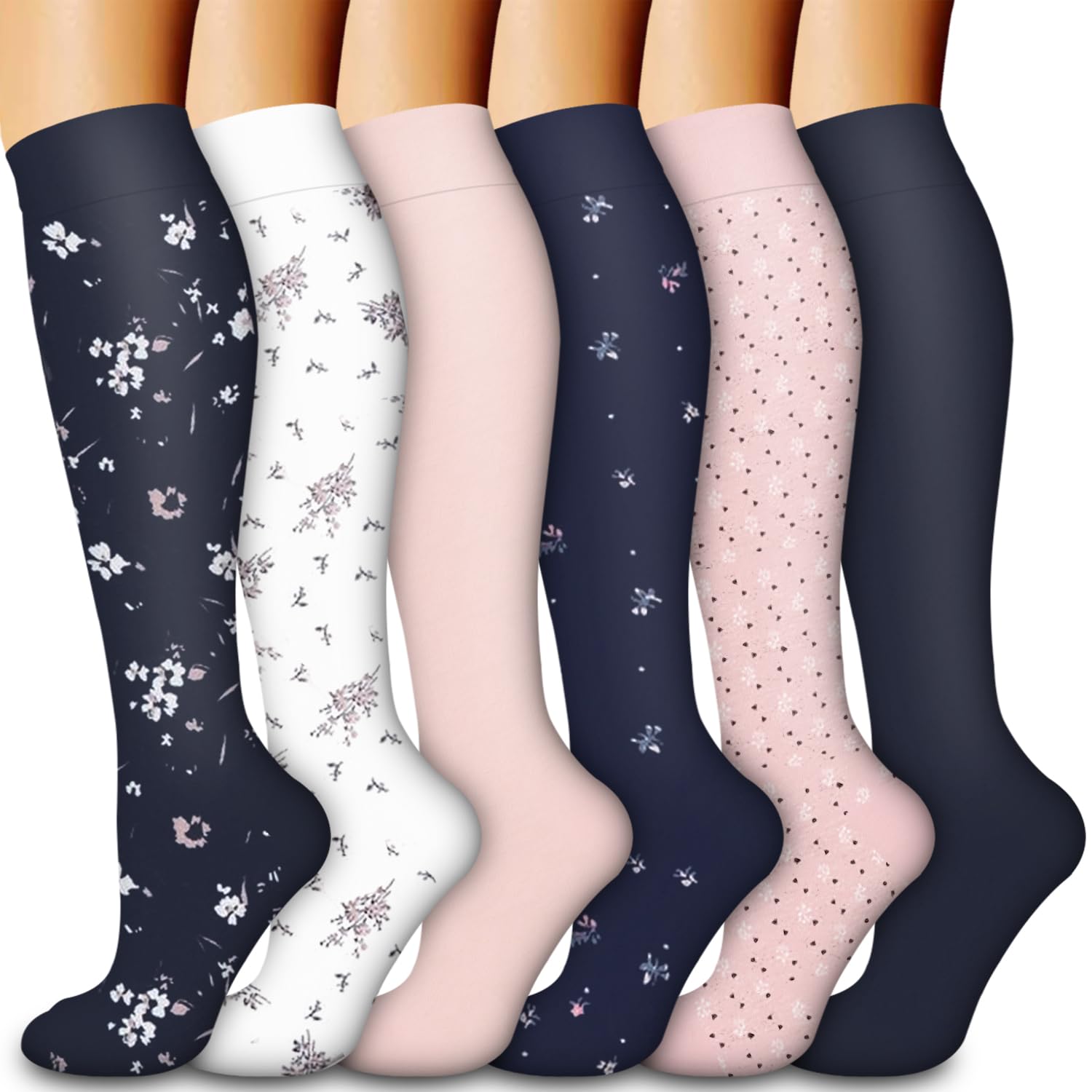 BLUEENJOYCompression Socks for Women & Men Circulation (6 pairs) - Best Support for Medical,Running,Nursing,Athletic