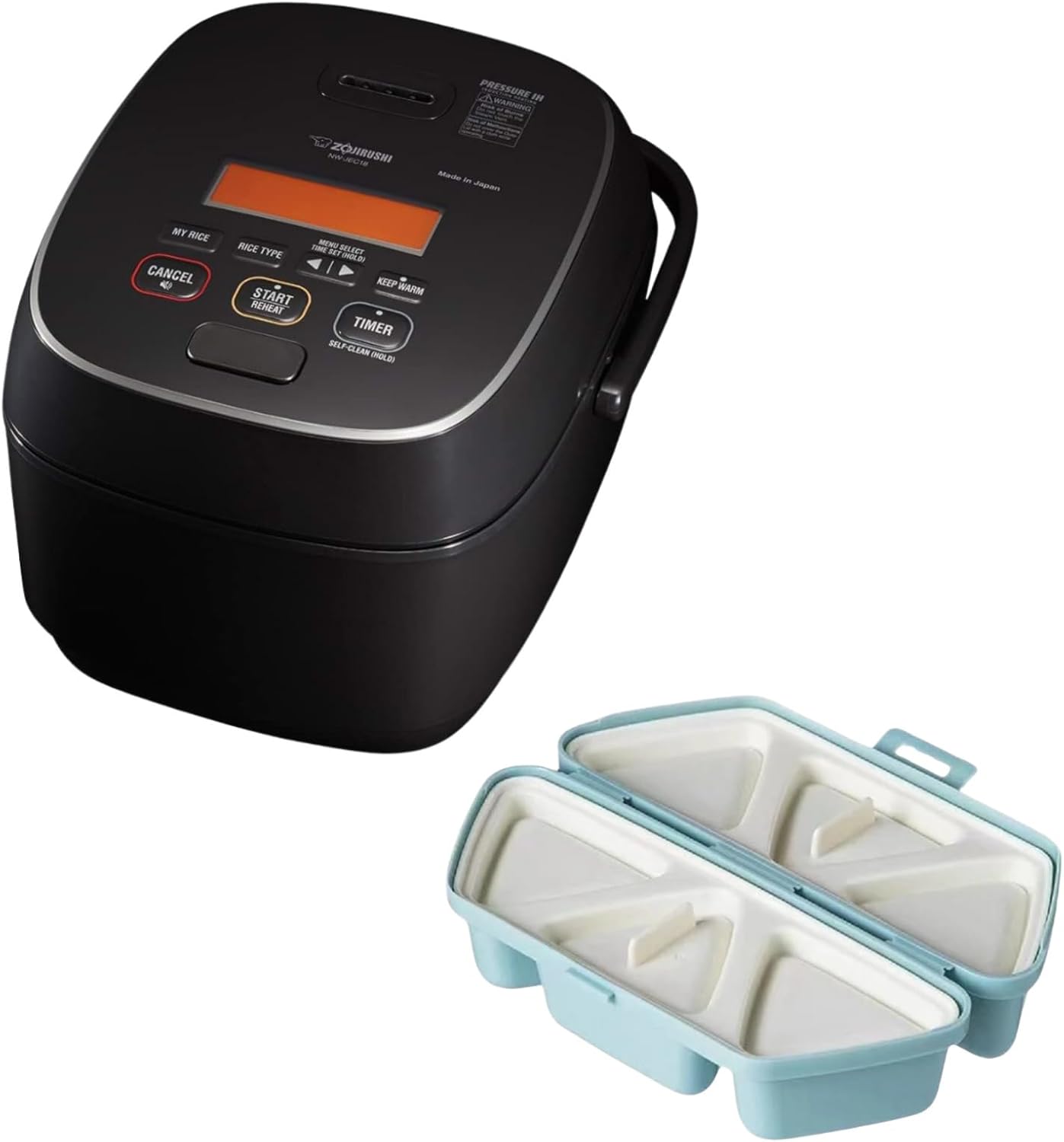 Zojirushi NW-JEC18BA Pressure Induction Heating Rice Cooker (10-Cup) Bundle with Onigiri Maker (2 Items)