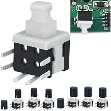 30Pcs 5.8mm Micro Latching Push Button Switch 0.23" Side Plug-in, SPDT 1NO 1NC, Micro On Off Switch, with Switch Cap