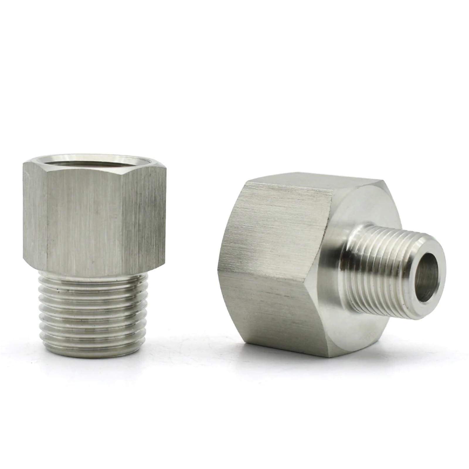 1 unids BSPT rosca interior rosca exterior acero inoxidable 304 Reductor de acoplamiento hexagonal Conversión Conector de alta tensión (1l2 (M) a 1l4 (F) pulgadas