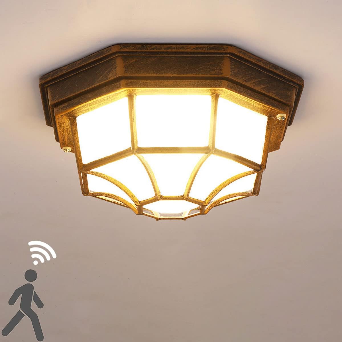 LED Motion Sensor Ceiling Light Fixture, Flush Mount Ceiling Lamp for ...