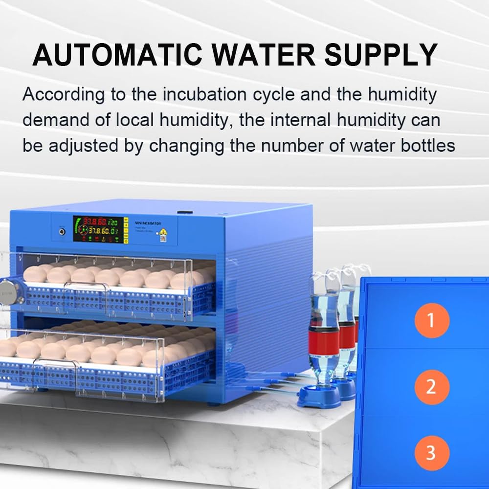 Incubatrice Automatica, 3 In 1 (Incubazione + Covata + Covata), Incubatrice Da 120-192 Uova Con Rotazione Automatica Delle Uova E Controllo Temperatura/Umidità, Aggiunta Automatica Di Acqua,128eggs