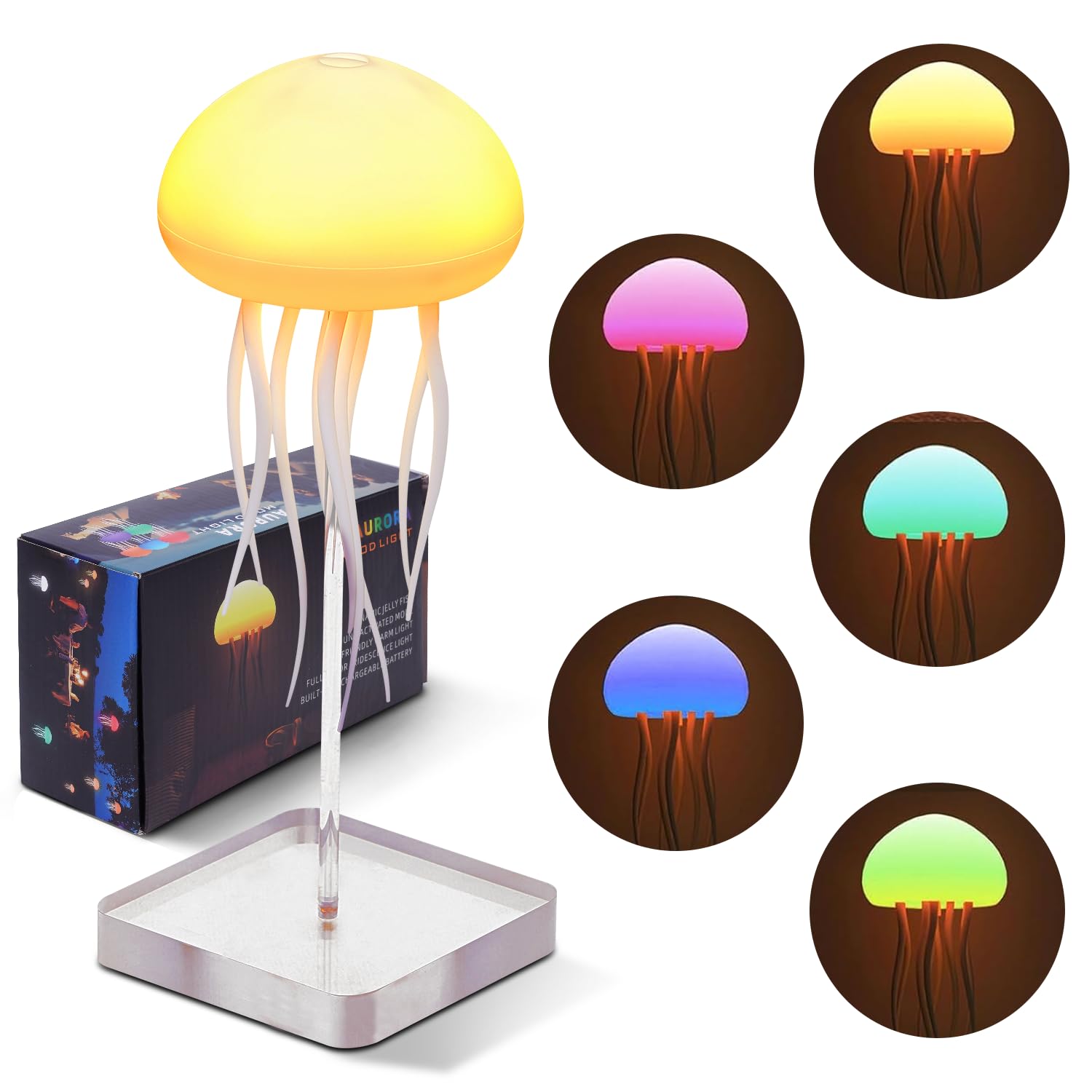 Umikk Quallenlampe, LED Fantasy Quallenlampe, Leuchtende Quallen, LED Quallen Lampe Stimmungslicht Geschenke, Tragbare Quallen Lampe, für Dekorative Atmosphärenbeleuchtung