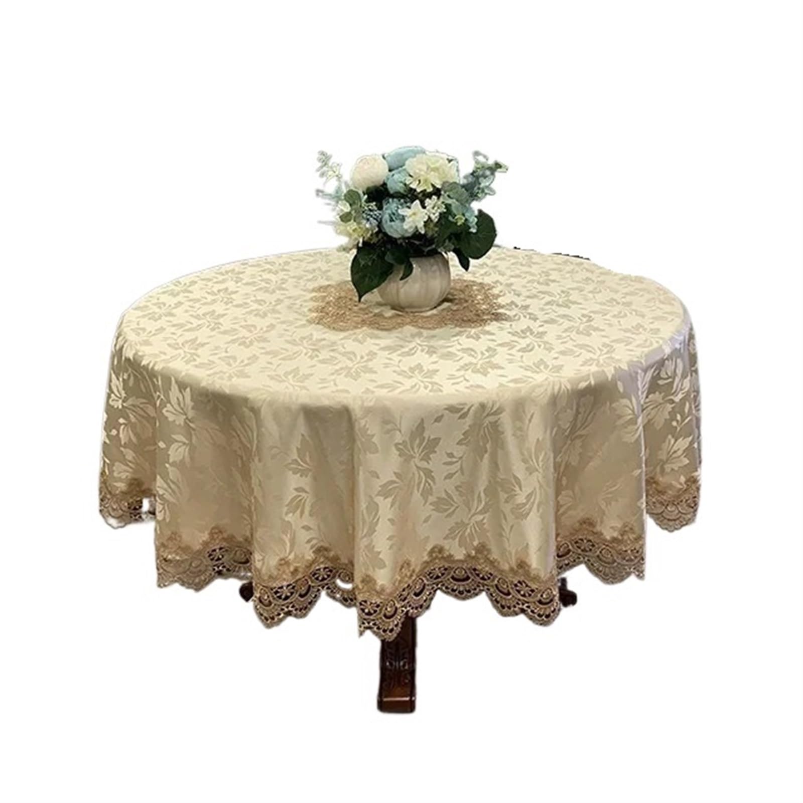 Nappe ronde en dentelle artistique pour sublimer vos dîners de famille
