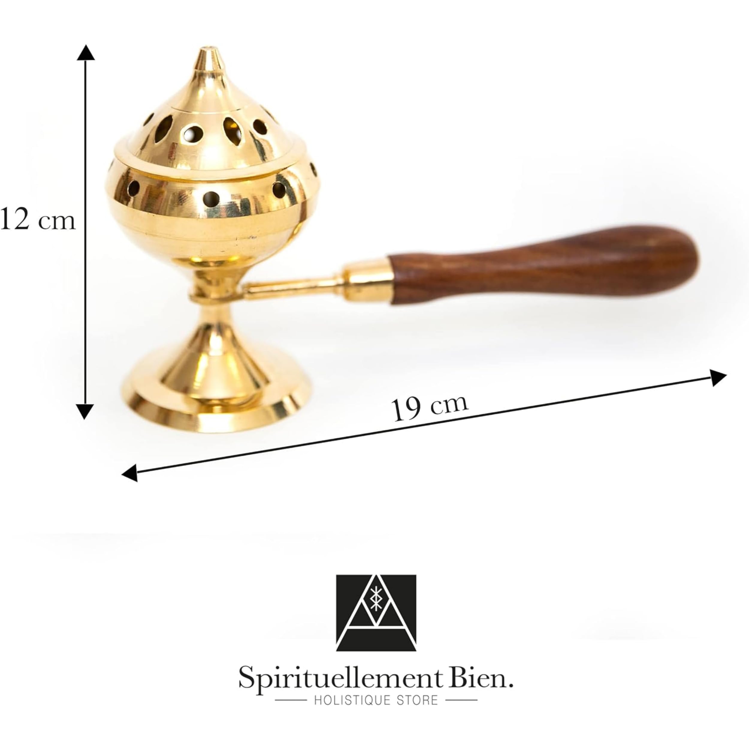 Räuchergefäß Bronze mit Holzgriff + 10 Kohlen + 1 Zange + 1 Set Weihrauch Marie Defait Les Noeuds Reinigung Schutz Glück – Geschenk esoterique