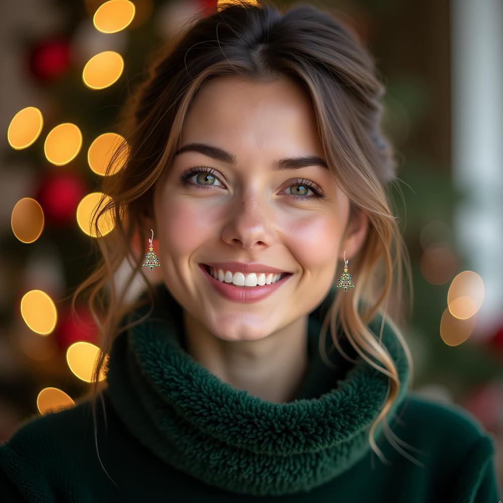 Christmas Earrings Christmas Tree Earrings for Women Dangling Sterling Silver Dangle Holiday Jewelry Xmas Gifts for Women - Image 3